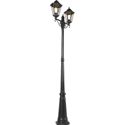 Lanterne d'extérieur noire 220 cm 2 lumières IP44 - La Havane