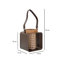Lanterne en bois marron 16x13x20 cm