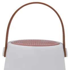Lanterne enceinte extérieur LED bluetooth à batterie IP44 4 W 75lm RVB et blanc froid H.19,2 x l.15,7cm mat blanc, rouge et marron