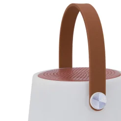 Lanterne enceinte extérieur LED bluetooth à batterie IP44 4 W 75lm RVB et blanc froid H.19,2 x l.15,7cm mat blanc, rouge et marron