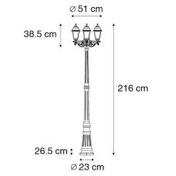 Lanterne intelligente noire 3 lumières IP44 avec Wifi ST64 - Capital