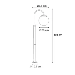 Lanterne moderne noire avec verre clair 100 cm IP44 - Sfera