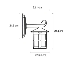 Lanterne murale d'extérieur classique noire IP44 - Herb