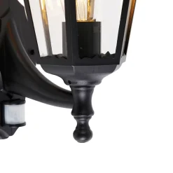 Lanterne murale d'extérieur noire avec détecteur de mouvement - La Havane IP44