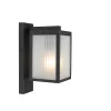 Lanterne murale d'extérieur noire avec verre nervuré IP44 - Charlois
