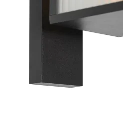 Lanterne murale d'extérieur noire avec verre nervuré IP44 - Charlois