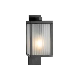 Lanterne murale d'extérieur noire avec verre nervuré IP44 - Charlois