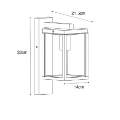 Lanterne murale d'extérieur noire avec verre nervuré IP44 - Charlois