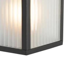 Lanterne murale d'extérieur noire avec verre nervuré IP44 - Charlois