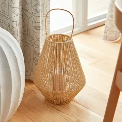 Lanterne Ross fibre végétale marron H31cm - Atmosphera