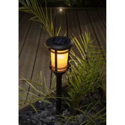 Lanterne solaire à LED vacillante- Hauteur 64cm, 33 LED ambrée effet flamme naturelle- 5 Lumens- Eclairage extérieur Jardin