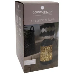 Lanterne solaire - métal ajouré - noir H26 cm - Atmosphera