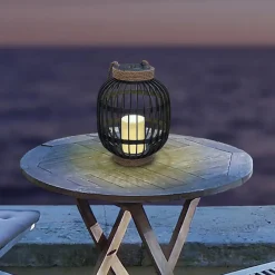 Lanterne solaire décorative FIDJY Noir Acier H30cm