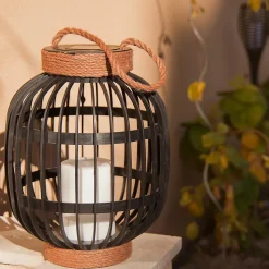 Lanterne solaire décorative FIDJY Noir Acier H30cm