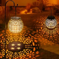 Lanterne Solaire de Jardin, Lumière Solaire Extérieur Suspendue IP65 Étanche Blanc Chaud Solaires