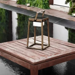 Lanterne solaire effet bois VERONA H30cm