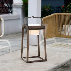 Lanterne solaire effet bois VERONA H30cm