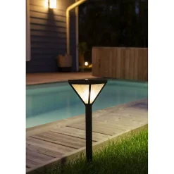 Lanterne solaire en inox verre effet pluie, Hauteur 56cm- 25 Lumens- Eclairage extérieur Jardin
