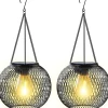 Lanterne Solaire Exterieur Jardin, Lampe Solaire 2 Lumière Solaire Exterieur Suspendues en Métal IP65 Lanterne Solaire