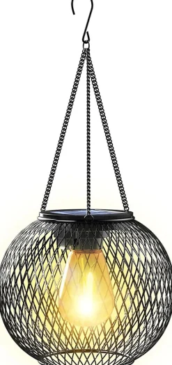 Lanterne Solaire Exterieur Jardin, Lampe Solaire 1 Lumière Solaire Exterieur Suspendues en Métal IP65 Lanterne Solaire