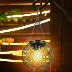 Lanterne Solaire Exterieur Jardin, Lampe Solaire 1 Lumière Solaire Exterieur Suspendues en Métal IP65 Lanterne Solaire