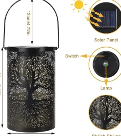 Lanterne Solaire Exterieur Jardin, Lampe Solaire Exterieur Decorative, Suspendre/ Poser, Imperméable IP44