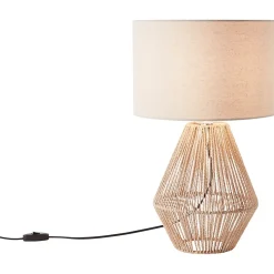 LARAINE Lampe à poser nature/beige textile/papier/métal -E27 42W - ampoule non incluse