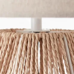 LARAINE Lampe à poser nature/beige textile/papier/métal -E27 42W - ampoule non incluse