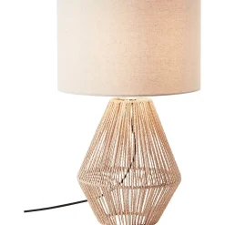 LARAINE Lampe à poser nature/beige textile/papier/métal -E27 42W - ampoule non incluse