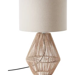 LARAINE Lampe à poser nature/beige textile/papier/métal -E27 42W - ampoule non incluse