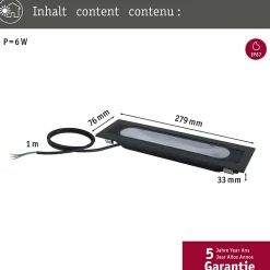 Lèche-mur LED Ito IP67 279x76mm 3000K 6W 200lm 230V 70 Anthracite Métal