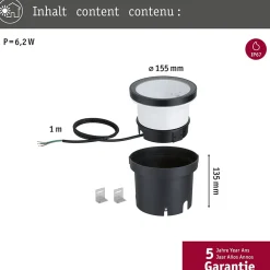 Lèche-mur LED Ocos IP67 177mm 3000K 6,2W 190lm 230V 75 Anthracite Métal