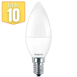 Le lot de 10 ampoules LED flamme 5W (Eq. 35W) E14 3000K