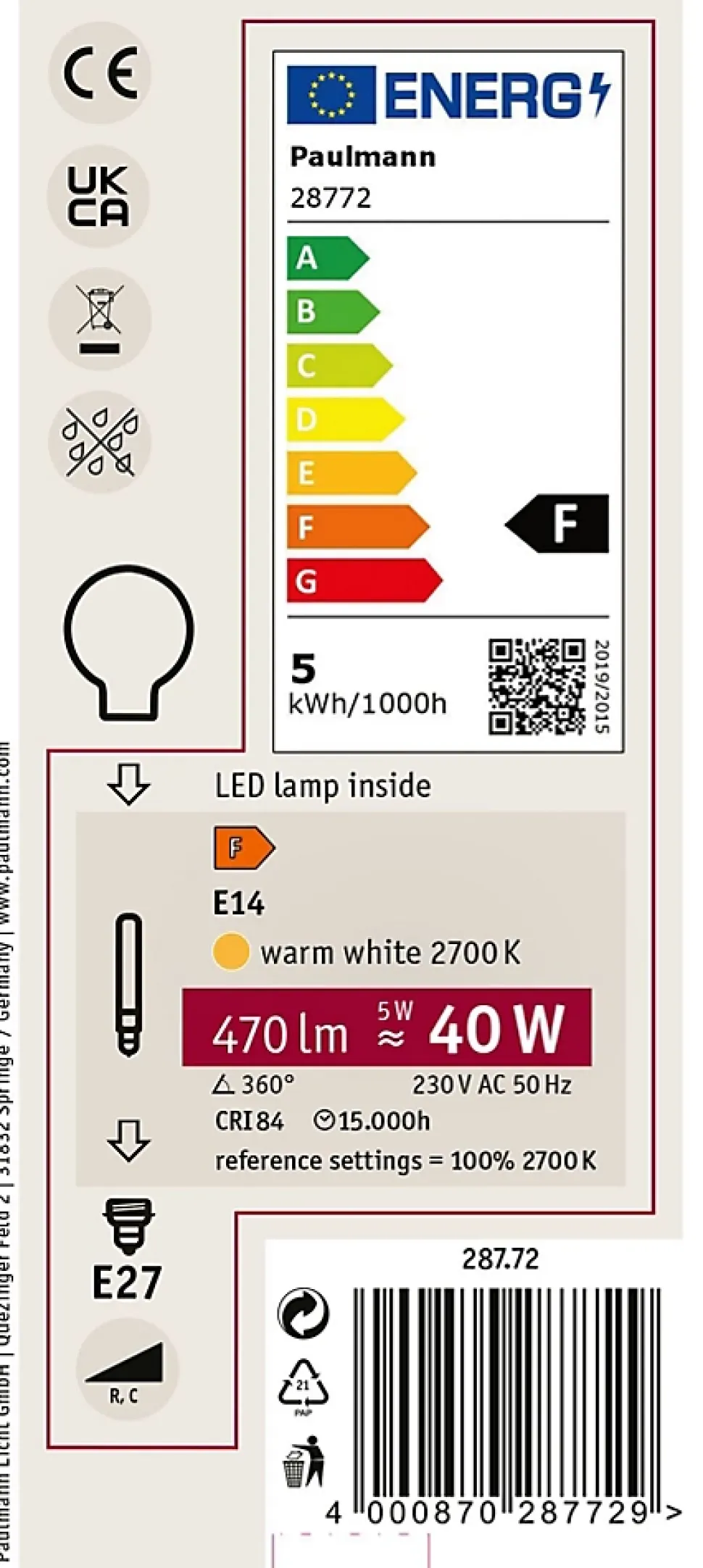 LED B75 Fantastic Colors 470lm E27 grd 2700K 230V