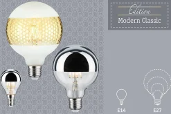 LED G95 Calotte réflectrice 600lm E27 2700K 6,5W 230V Noir Chrome gradable