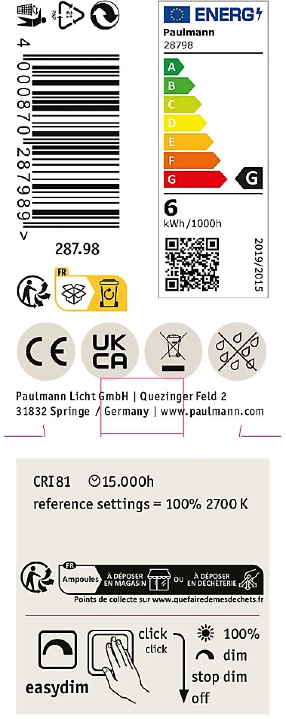 LED GU10 460lm 2700K 5,5W easy dim 230V