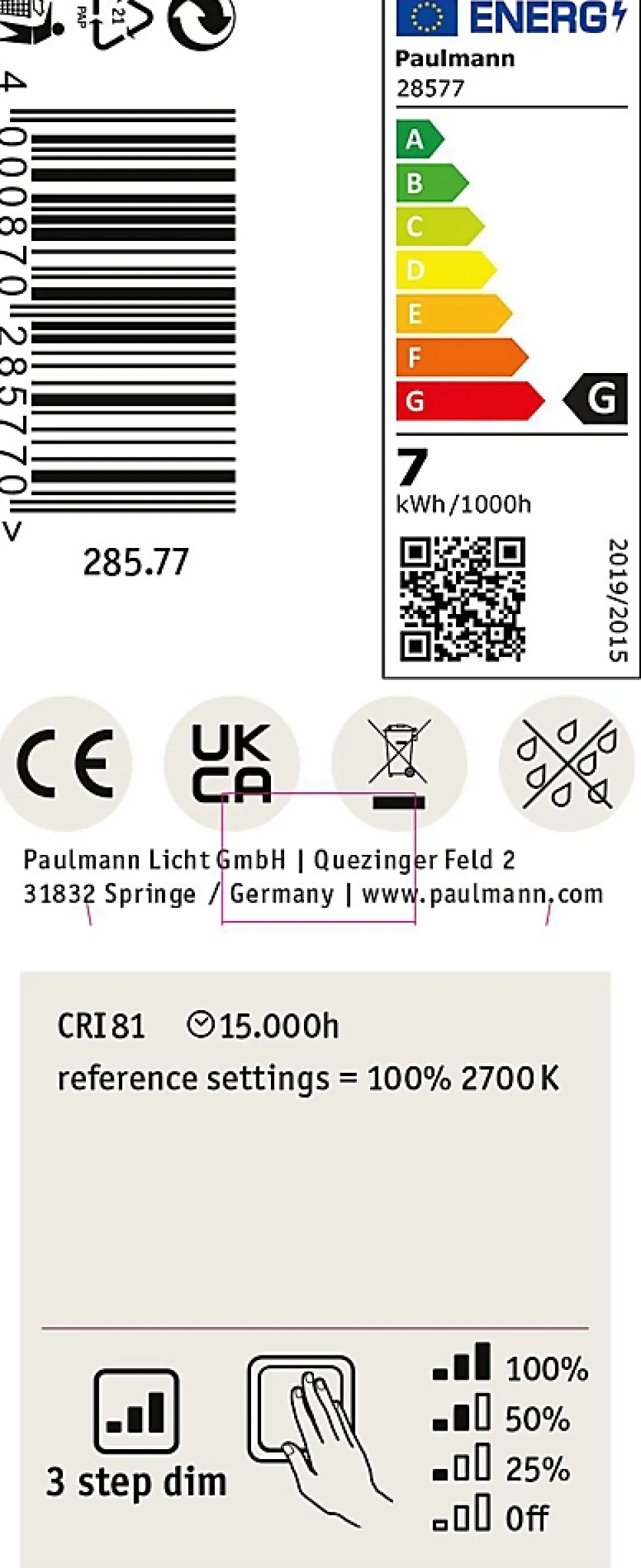 LED GU10 460lm 2700K 6,5W 3step dim 230V