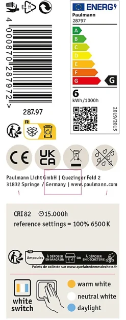 LED GU10 470lm 2700K 5,9W white switch 230V