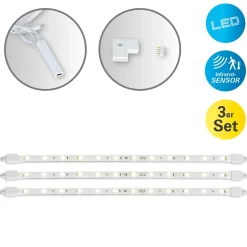LED 'Stripe' avec détecteur de mouvement, 3 x 0,3 m, au total 27 LED avec au total 7 watts, blanc chaud