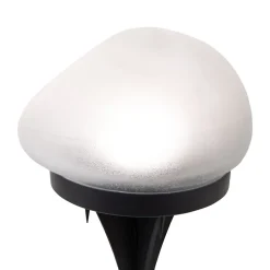 Les piquets de terre 'Guri' 14 x 12 cm, 8,5 cm de haut, plastique noir, verre lourd et transparent, LED intégrées, blanc chaud