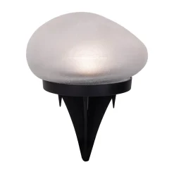 Les piquets de terre 'Guri' 14 x 12 cm, 8,5 cm de haut, plastique noir, verre lourd et transparent, LED intégrées, blanc chaud