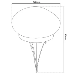 Les piquets de terre 'Guri' 14 x 12 cm, 8,5 cm de haut, plastique noir, verre lourd et transparent, LED intégrées, blanc chaud