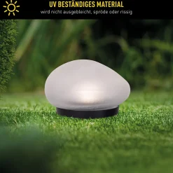 Les piquets de terre 'Guri' 14 x 12 cm, 8,5 cm de haut, plastique noir, verre lourd et transparent, LED intégrées, blanc chaud