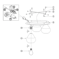 Lila - Plafonnier rond d.40cm Fabas Luce - Applique avec 3 ampoules LED E27 MAX 40W - Fumé