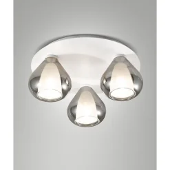 Lila - Plafonnier rond d.40cm Fabas Luce - Applique avec 3 ampoules LED E27 MAX 40W - Fumé