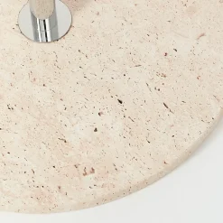 LILLIAN Lampadaire 1L beige/chrome/travertin clair E27 20W - métal/pierre de travertin - ampoule non incluse