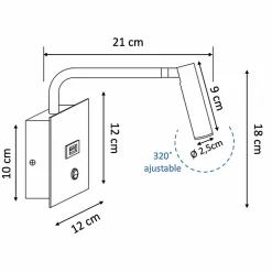 Liseuse blanche pratique et moderne LED et port USB intégré - Miami