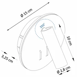 Liseuse tendance double LED et interrupteur - noir - Bilbao