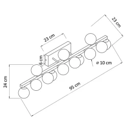 Longue applique dorée 13 verres blancs - Ambrosia