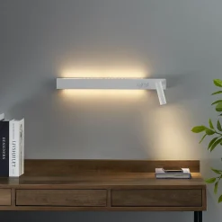 Longue applique murale blanche avec liseuse - Stanli